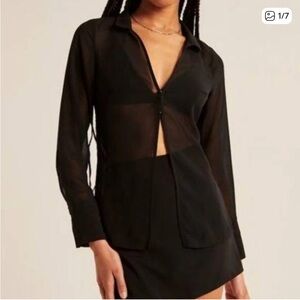 NWT Abercrombie & Fitch Black Sheer Blouse